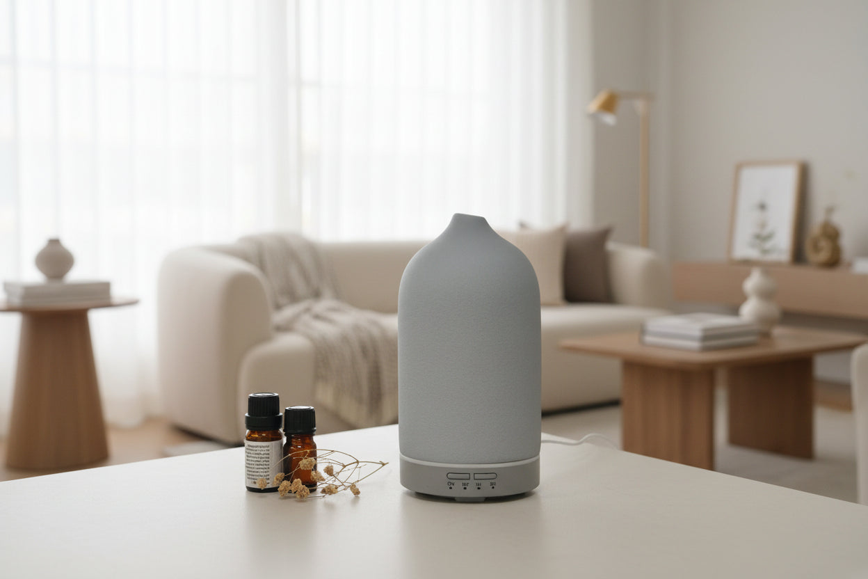 AromaGlow Diffuser - AromaGlow Frosted Ceramic Diffuser – Elegant Aromatherapy for Home