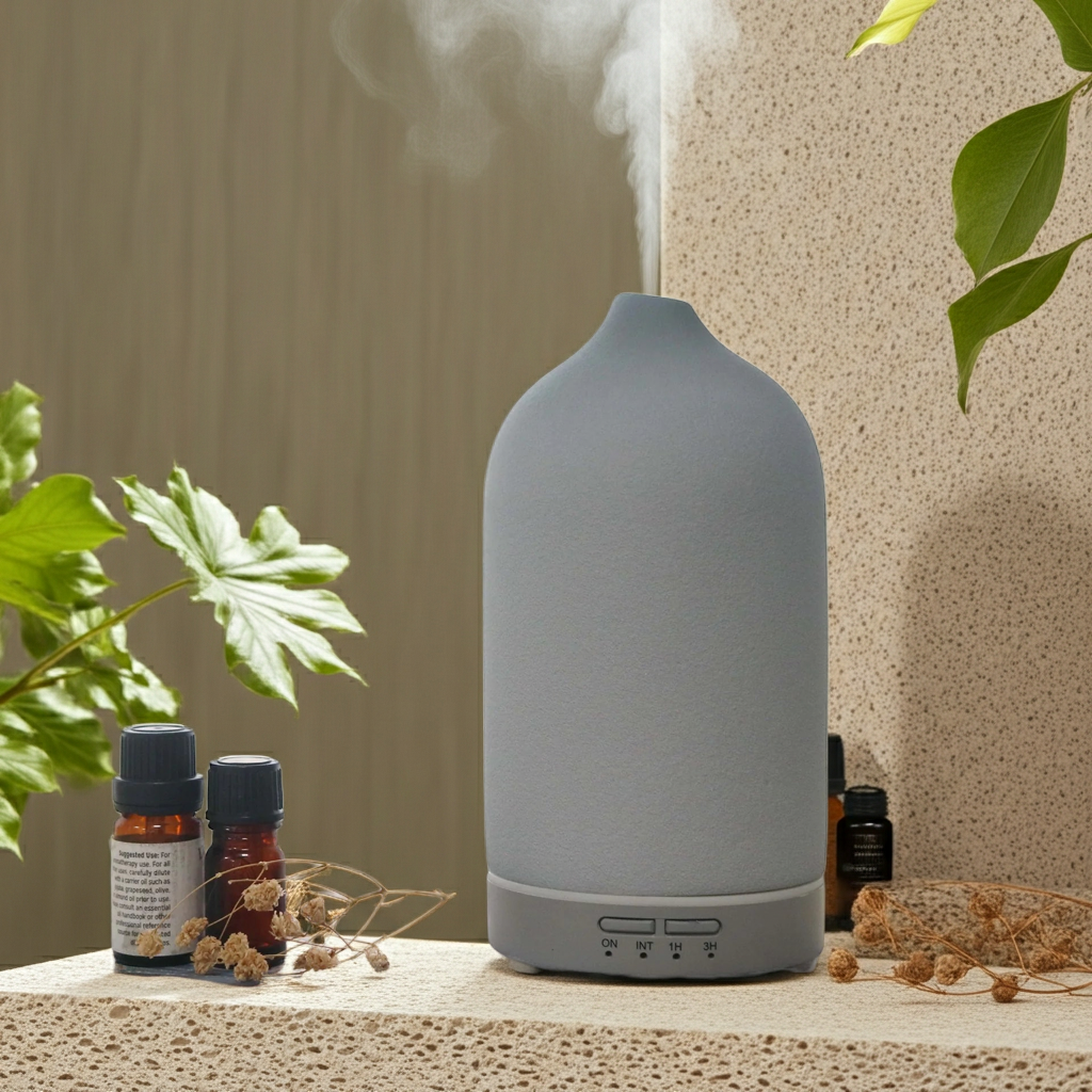 AromaGlow Diffuser - AromaGlow Frosted Ceramic Diffuser – Elegant Aromatherapy for Home