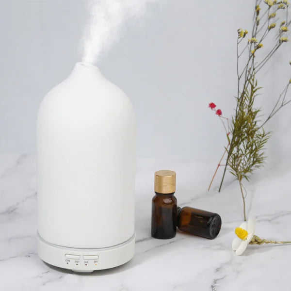 AromaGlow Diffuser - AromaGlow Frosted Ceramic Diffuser – Elegant Aromatherapy for Home